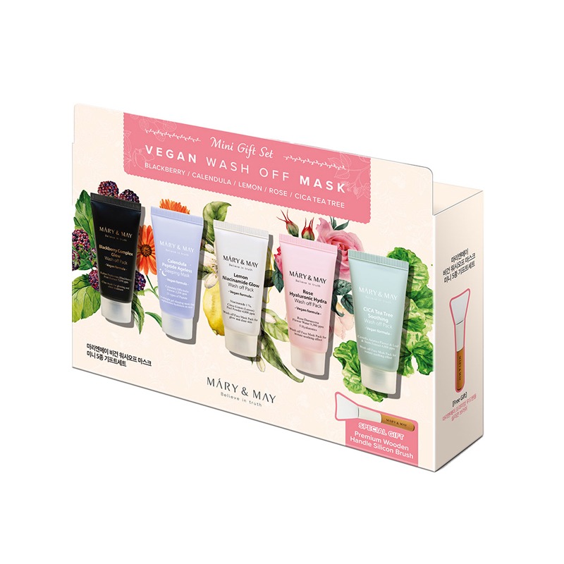 Own label brand, [MARY&amp;MAY] Vegan Wash Off Mask Mini Gift Set 30g*5ea (Weight : 248g)