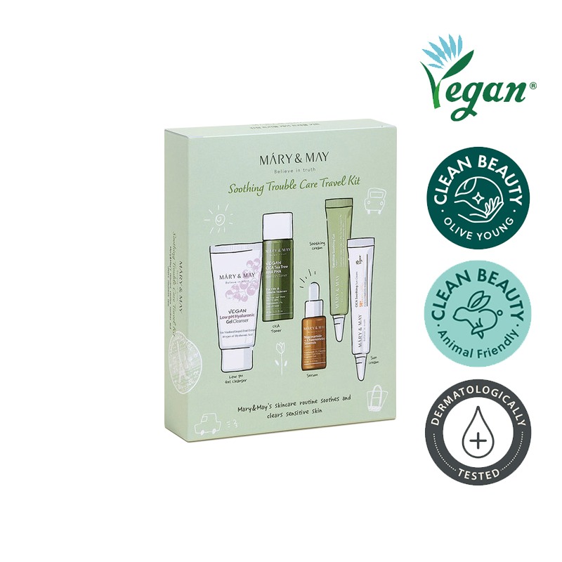 Own label brand, [MARY&amp;MAY] Soothing Trouble Care Travel Kit [5 Items] (Weight : 180g)