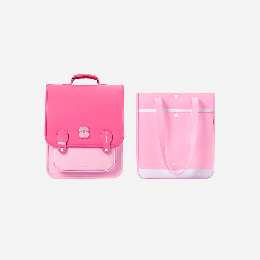 [30% 할인] [ZOYZOII] 스쿨 레트로 핑크체리 세트(백팩+보조가방)