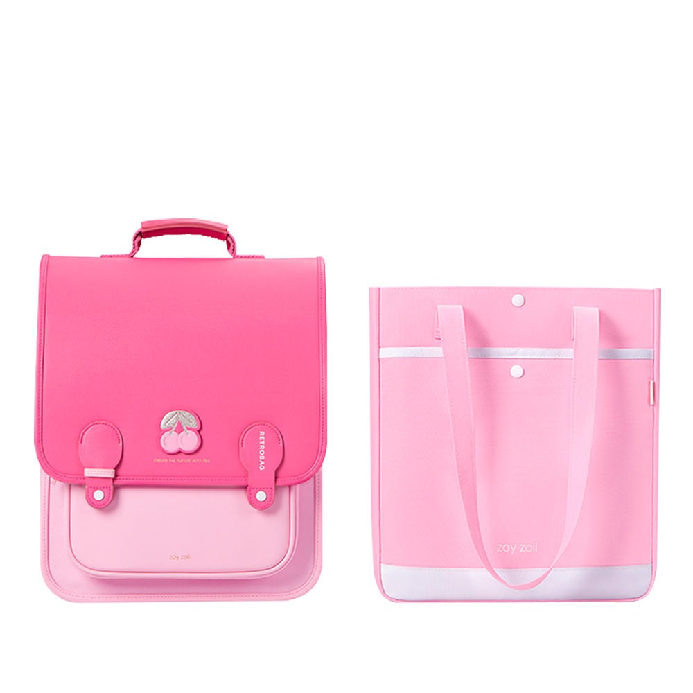 [ZOYZOII] 스쿨 레트로 핑크체리 세트(백팩+보조가방)