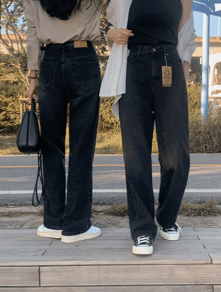 [군살커버♥/리싸이클원단🌳/기장세분화][made] Better Jeans (No.174) 세미와이드 [2Types기본/롱(+5cm)] (클래식딥흑청) (가을/간절기/데일리/긴바지/청바지/와이드데님/)