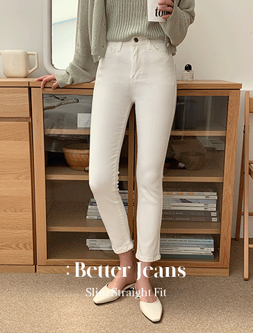 [7천장돌파][MADE] #베니토특가 ,  Better Jeans (No.31) 슬림 스트레이트 [2Types 기본/롱(+6cm)] (아이보리,블랙) 데일리룩/데일리팬츠/기본/면/일자/밴딩/가을데님/신상데님/간절기데님/자체제작