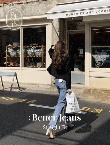 [made] #베니토특가, Better Jeans(No.60) 스트레이트 (미디엄블루) 신상/베스트/청바지/컷팅/스판/밴딩/워싱/롱/일자/팬츠/데님/신상데님/봄데님/여성/데일리