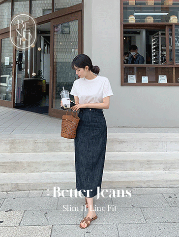 [베스트재입고] [made] Better Jeans (No.78) 슬림 H라인 스커트 (네이비블루) 신상/베스트/여성/데일리