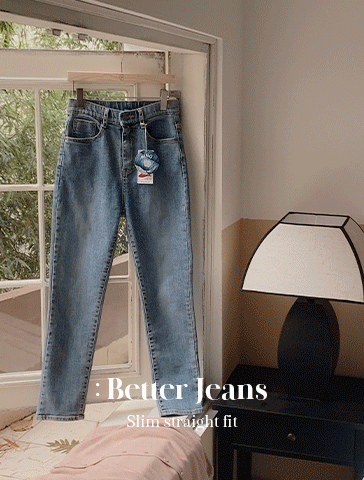 [추가할인][당일발송][링사:촉감굿♥][made] Better Jeans (No.148) 슬림 스트레이트 [2Types기본/롱(+5cm)] (데일리블루)(봄/봄신상/간절기/데일리/청바지/일자바지/연청/중청/하객룩/개강룩)