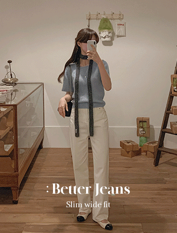 [made] #베니토특가,Better Jeans (No.92) 롱 슬림 와이드 (아이보리) 신상/간절기/가을/팬츠/베스트/여성/데일리