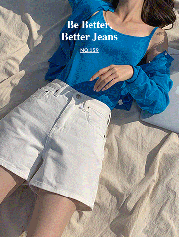  [시즌리스♥][made] Better Jeans (No.159) A라인 하프 팬츠 (아이보리,블랙,딥블루) (봄/간절기/데일리/반바지/데님/청바지/면바지/a라인/숏팬츠)