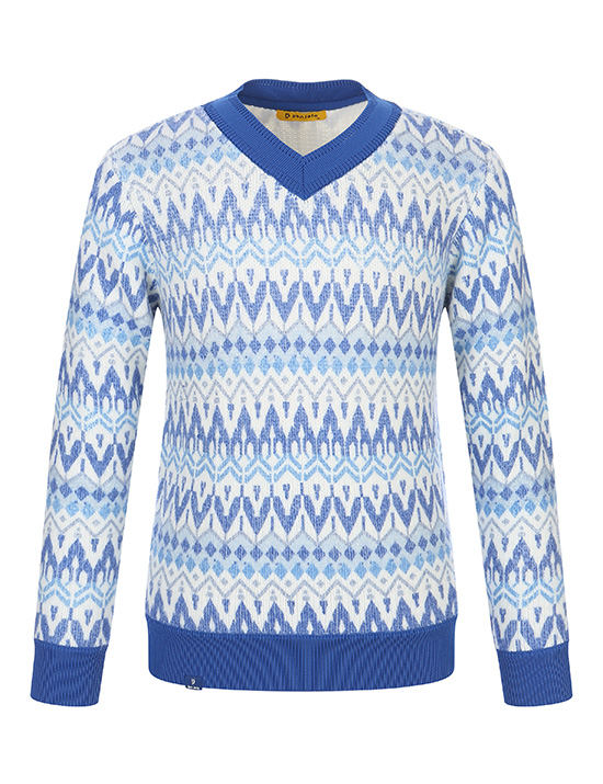 남성 패턴 브이넥 스웨터