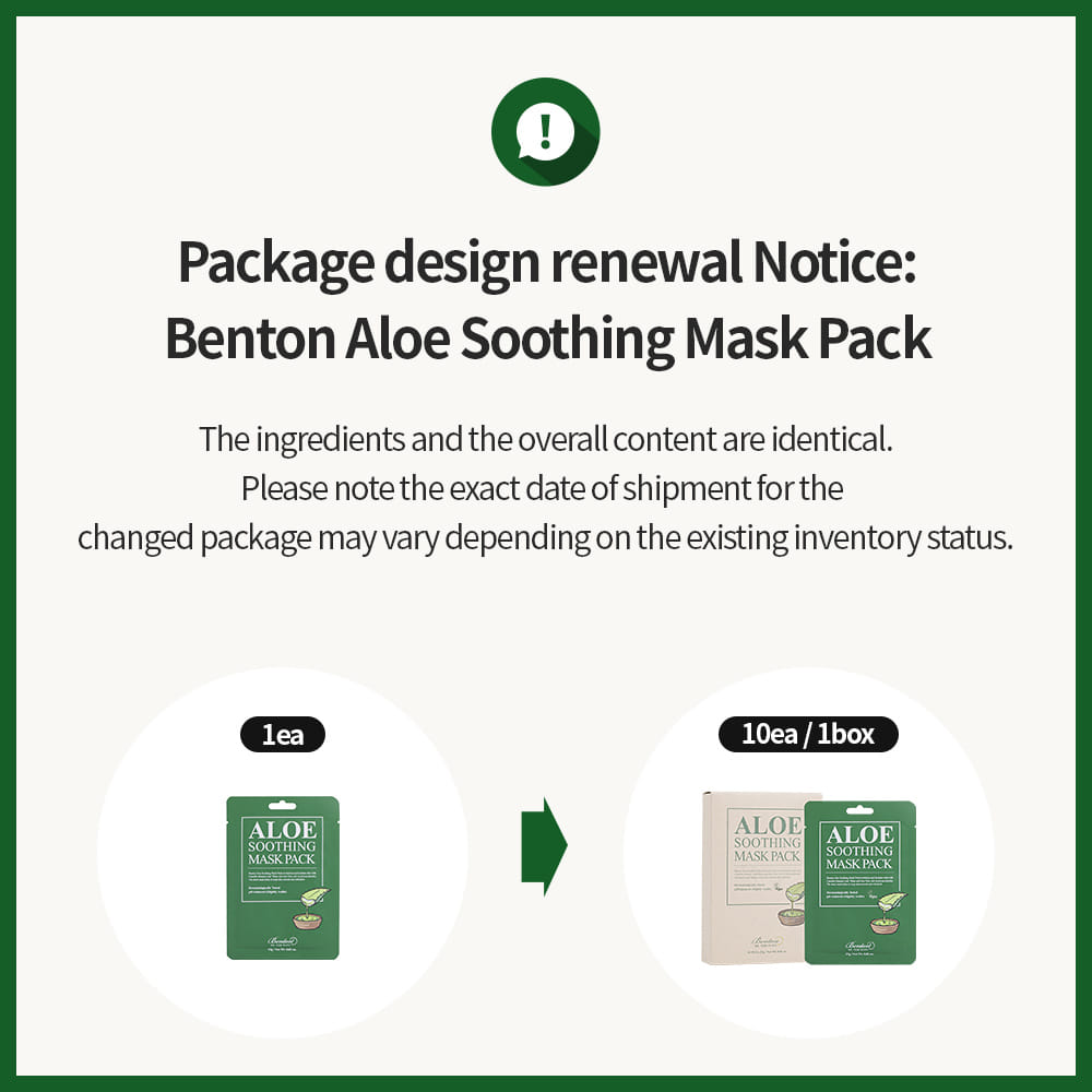 23g BENTON Soothing Aloe Mask 10ea x Pack