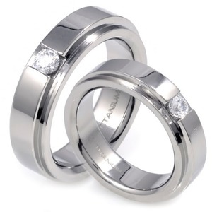 TW-982 DIA CO - TATIAS, Titanium Couple Ring set with Diamonds