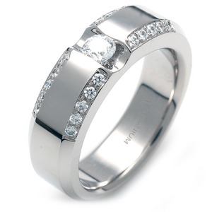 TW-058 DIA - TATIAS, Titanium Ring set with Diamonds