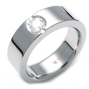 TW-061 DIA - TATIAS, Titanium Ring set with Diamonds