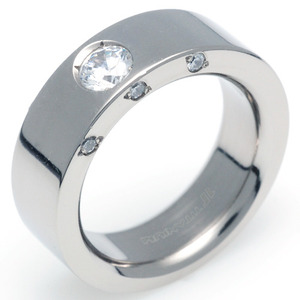 TW-002B DIA - TATIAS, Titanium Ring set with Diamonds