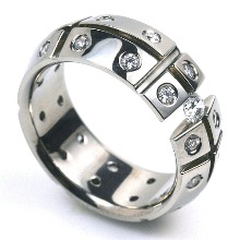 T-719 DIA - TATIAS, Titanium Ring set with Diamonds