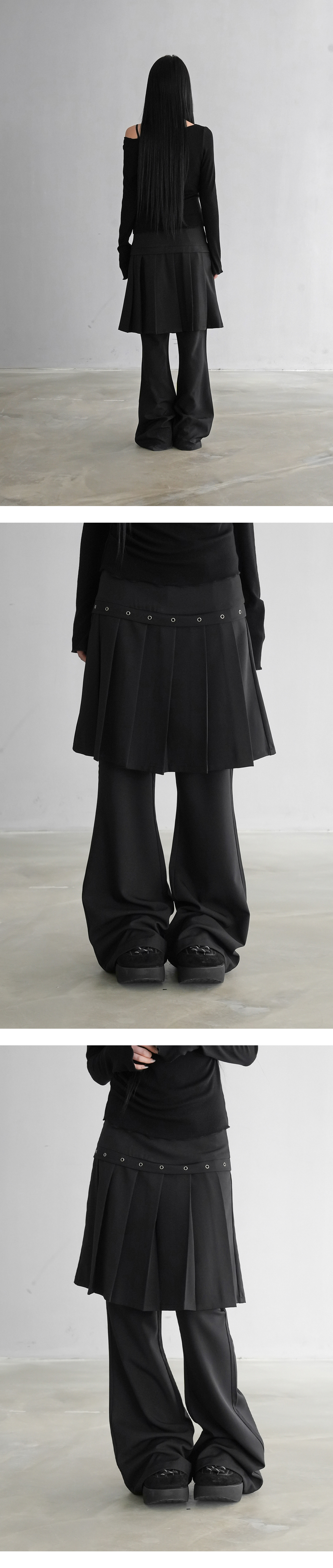 Shud Layered Eyelet Skirt Pants - binary01