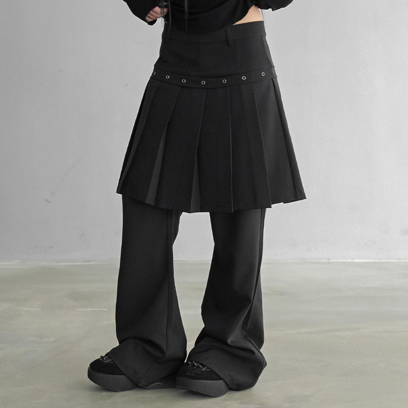 Shud Layered Eyelet Skirt Pants - binary01