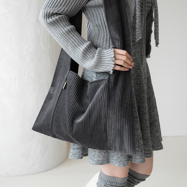[Binary01] DEO CORDUROY SHOULDER パック★人気★韓国★ Deo Corduroy Shoulder Bag - binary01