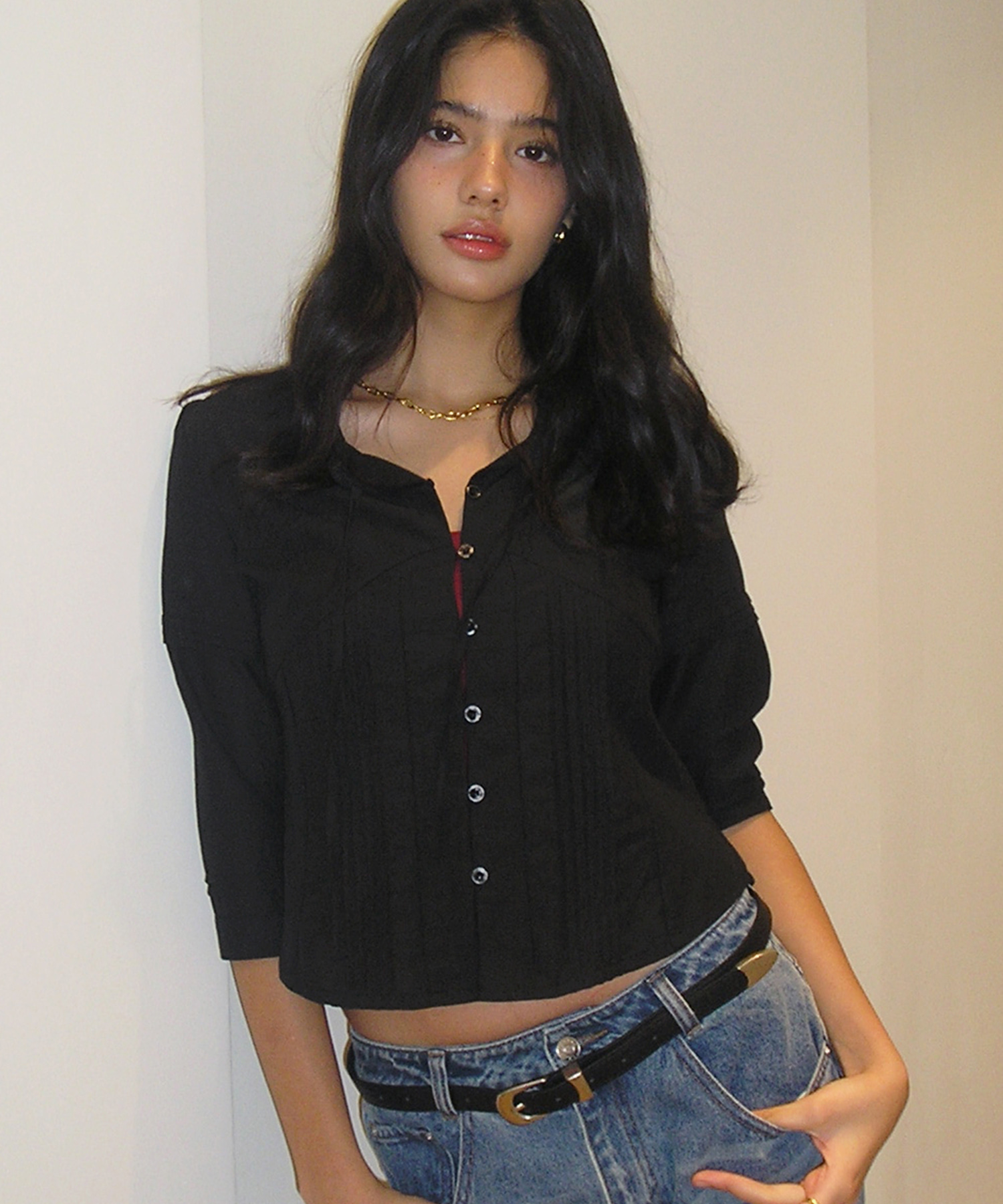 Ella Pintuck Blouse-Black - 비터셀즈(bittercells)
