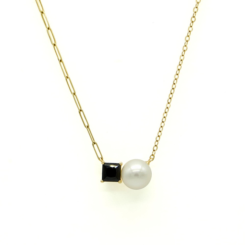[SALE] Pearl&amp;Black Spinel Necklace
