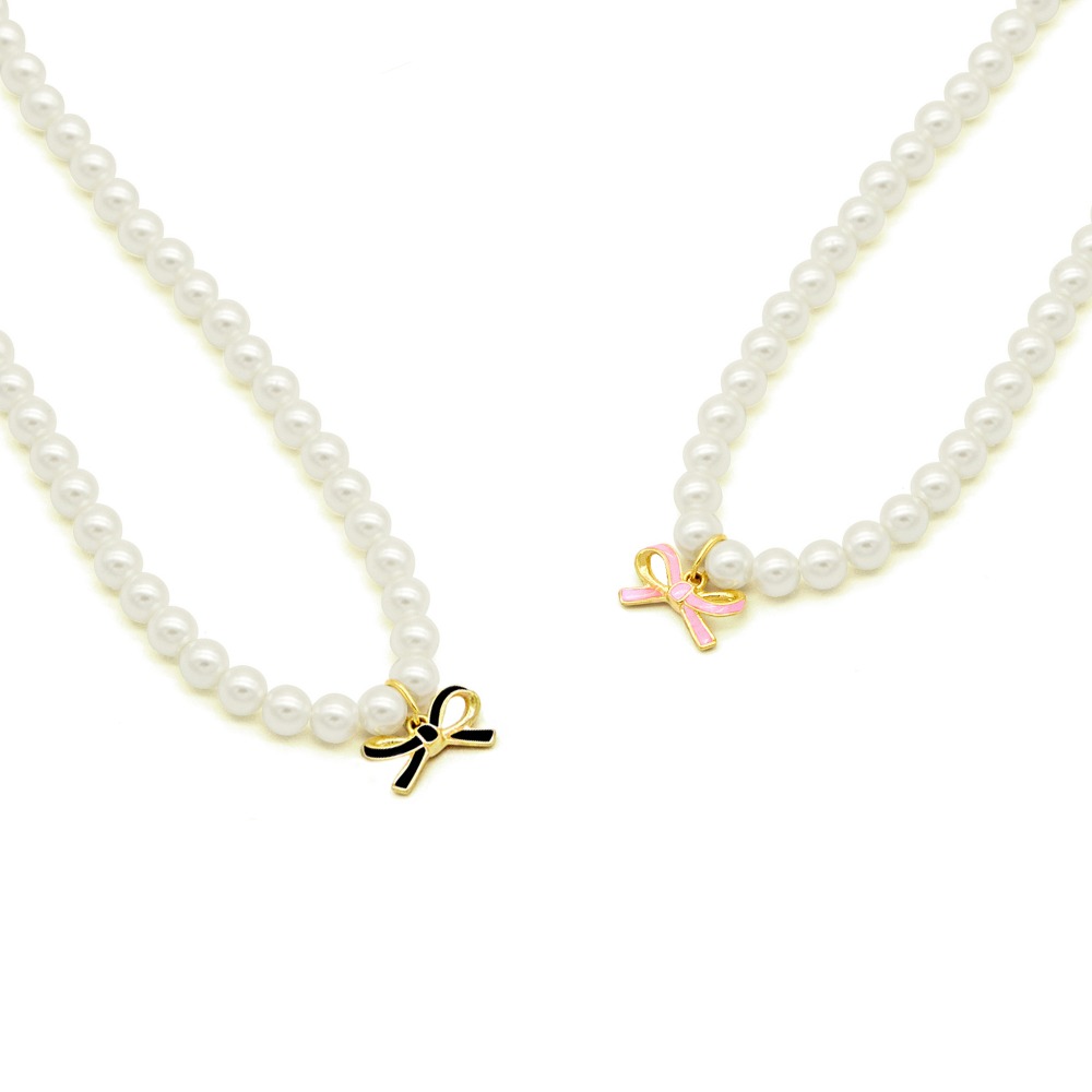 Pearl&amp;Mini Bow Tie Necklace