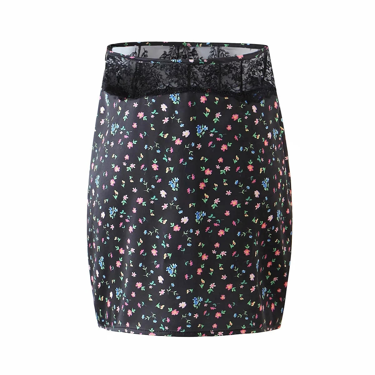 Floral Lace Trim Mini Skirt