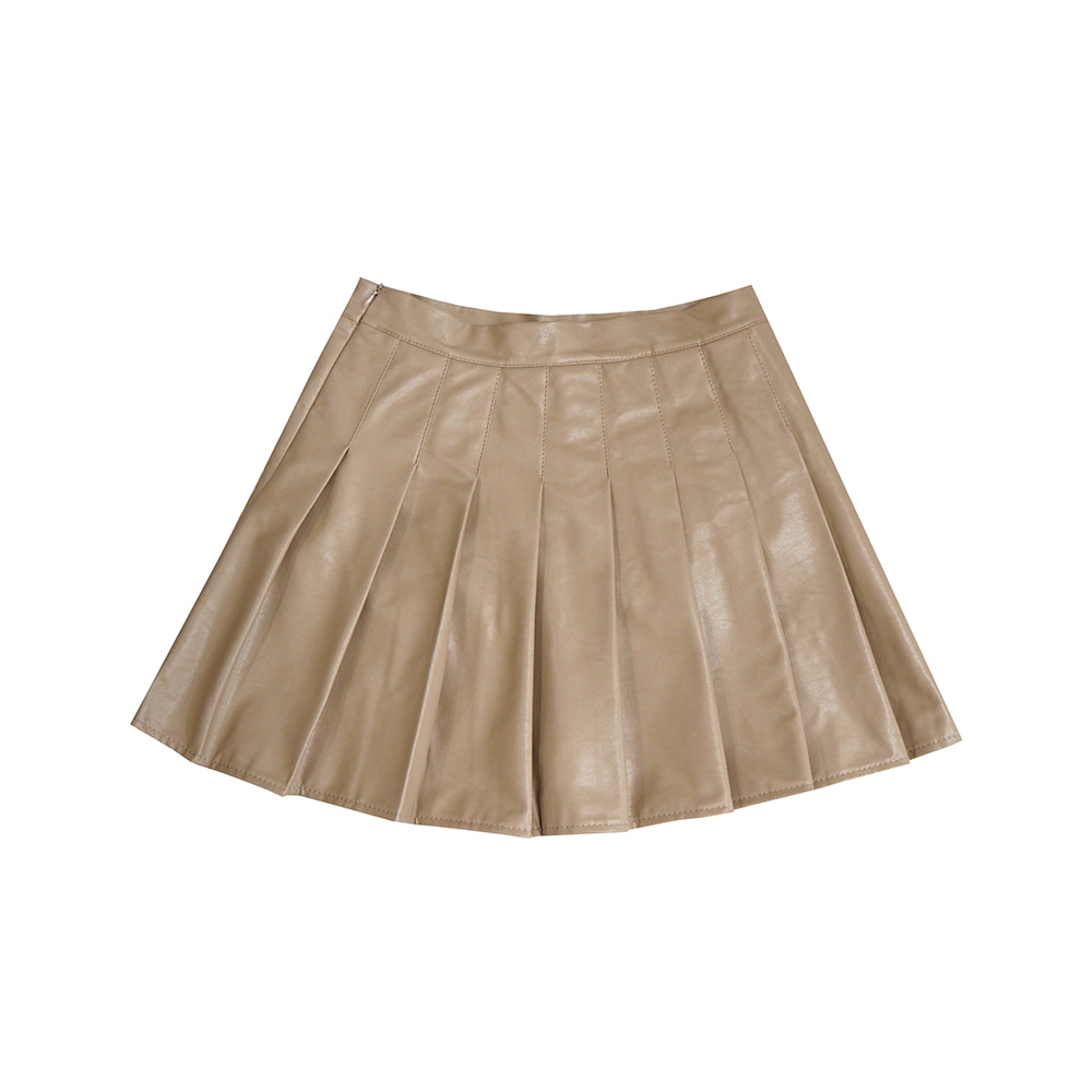 Faux Leather Pleats Mini Skirt