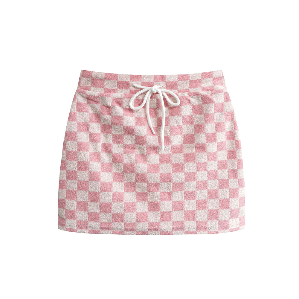 Terry Checkerboard Mini Skirt