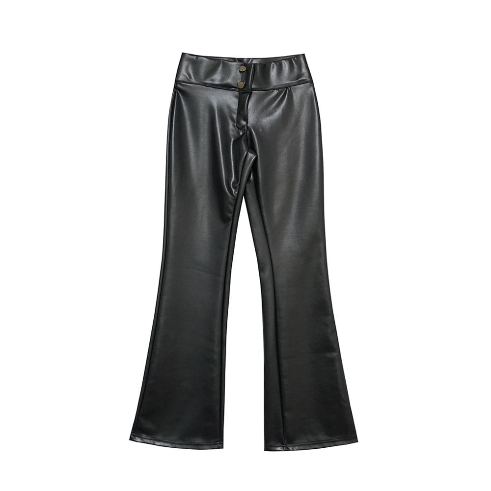 Eco-Leather Bootcut Pants