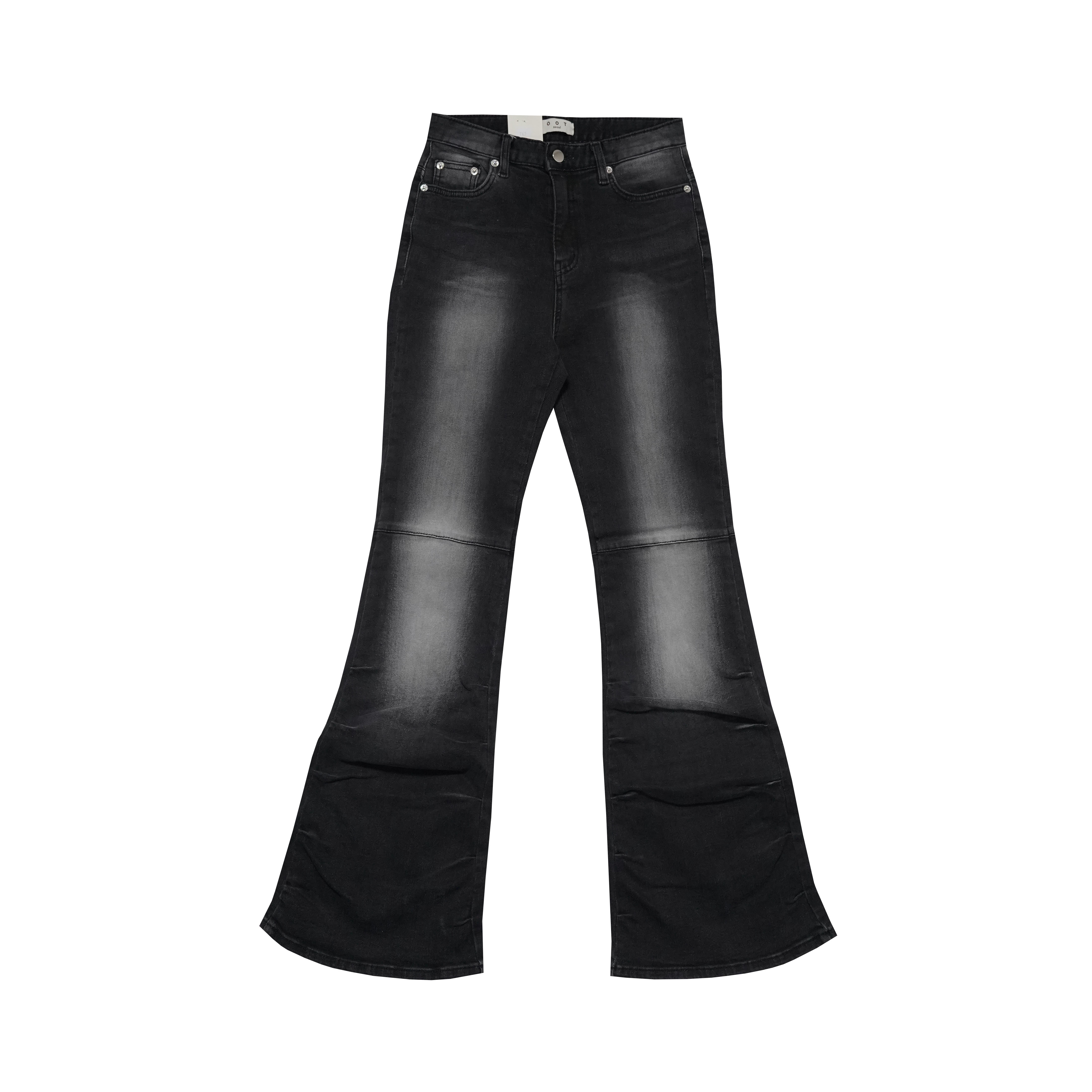 Ruched Bootcut Black Jeans