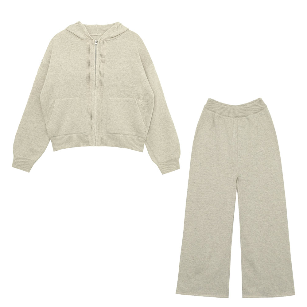 Knitted Hooded Zip Up &amp; Pants