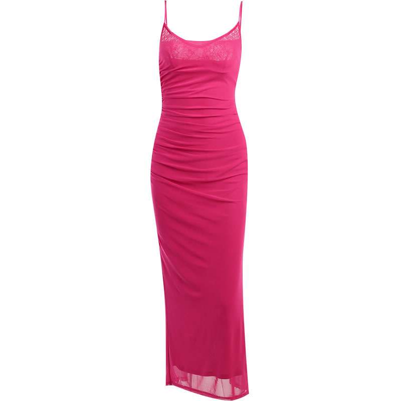 푸시아 핑크 튤 맥시 드레스