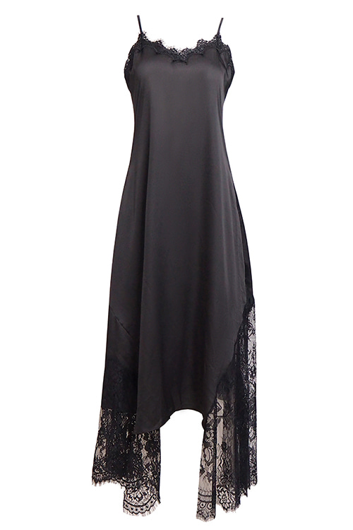 블랙피치,Lace Slip Maxi Dress
