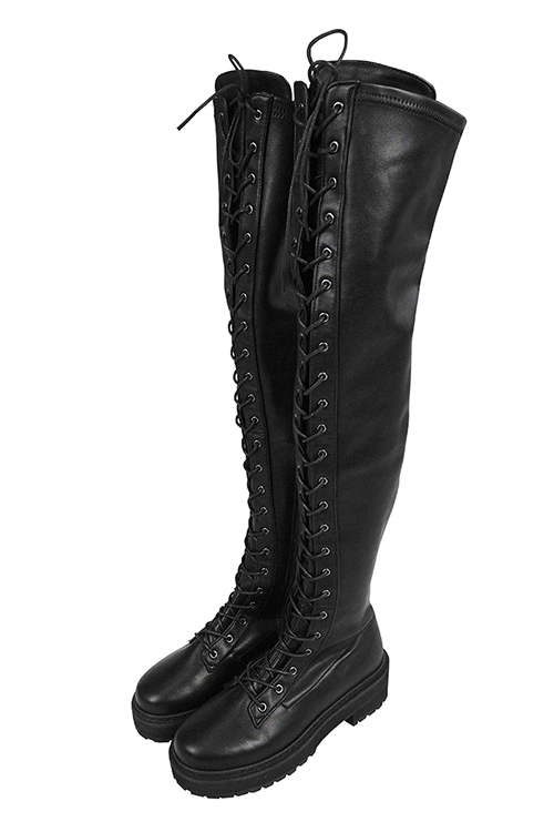 Lace Up Thigh High Combat Boot