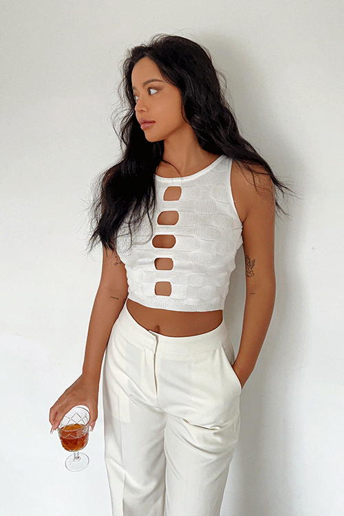 Hollow Out Knit Crop Top