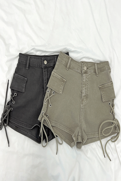 Lace-Up Cargo Shorts