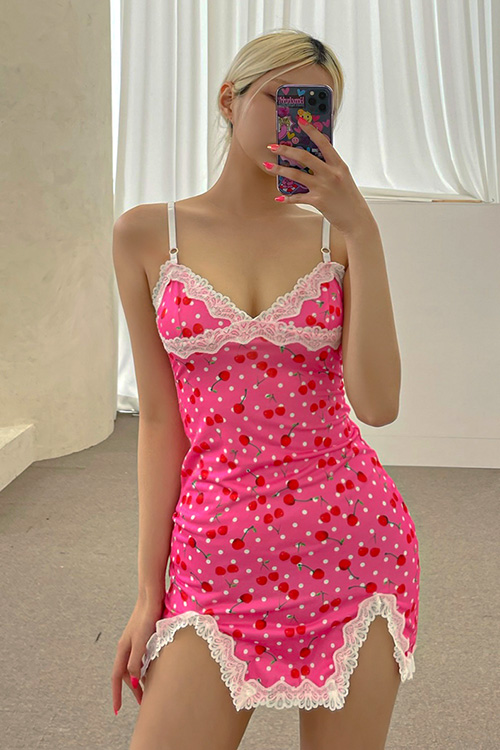 Cherry Slip Mini Dress