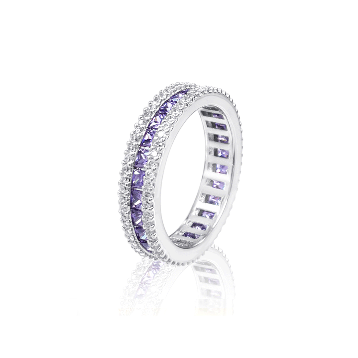 【BLACKPURPLE】[blacklabel] AAA dia three-line ring Black label] AAA DIA Three Line Ring - Silver - BLACKPURPLE_USD