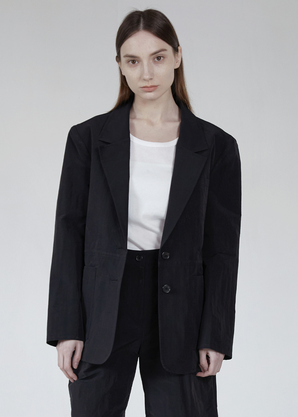 블루브릭,Nylon loose jacket (black)