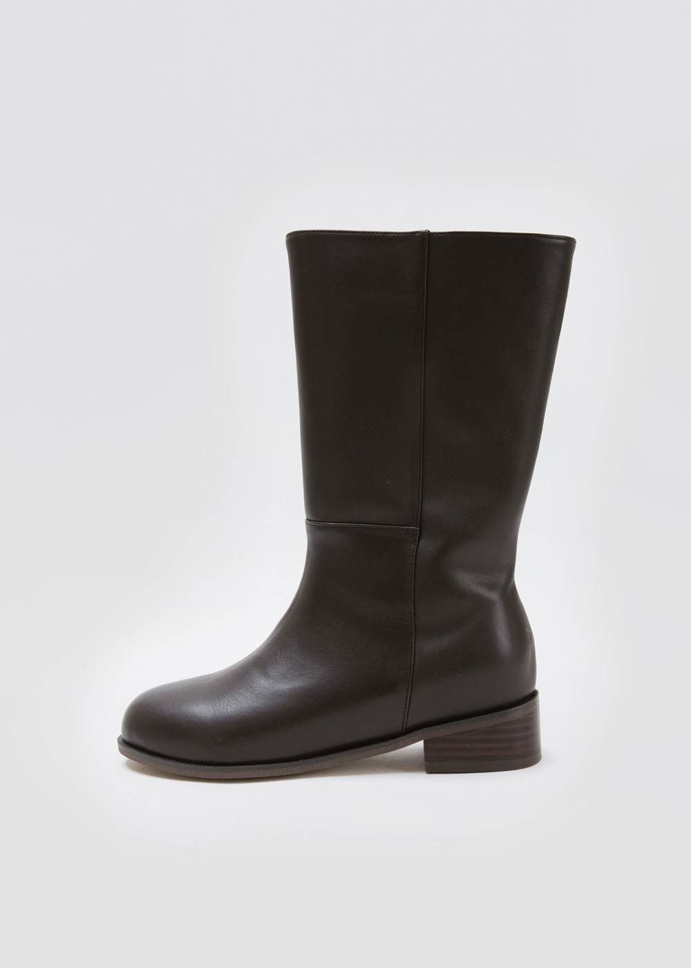 블루브릭,Round midi boots (brown)