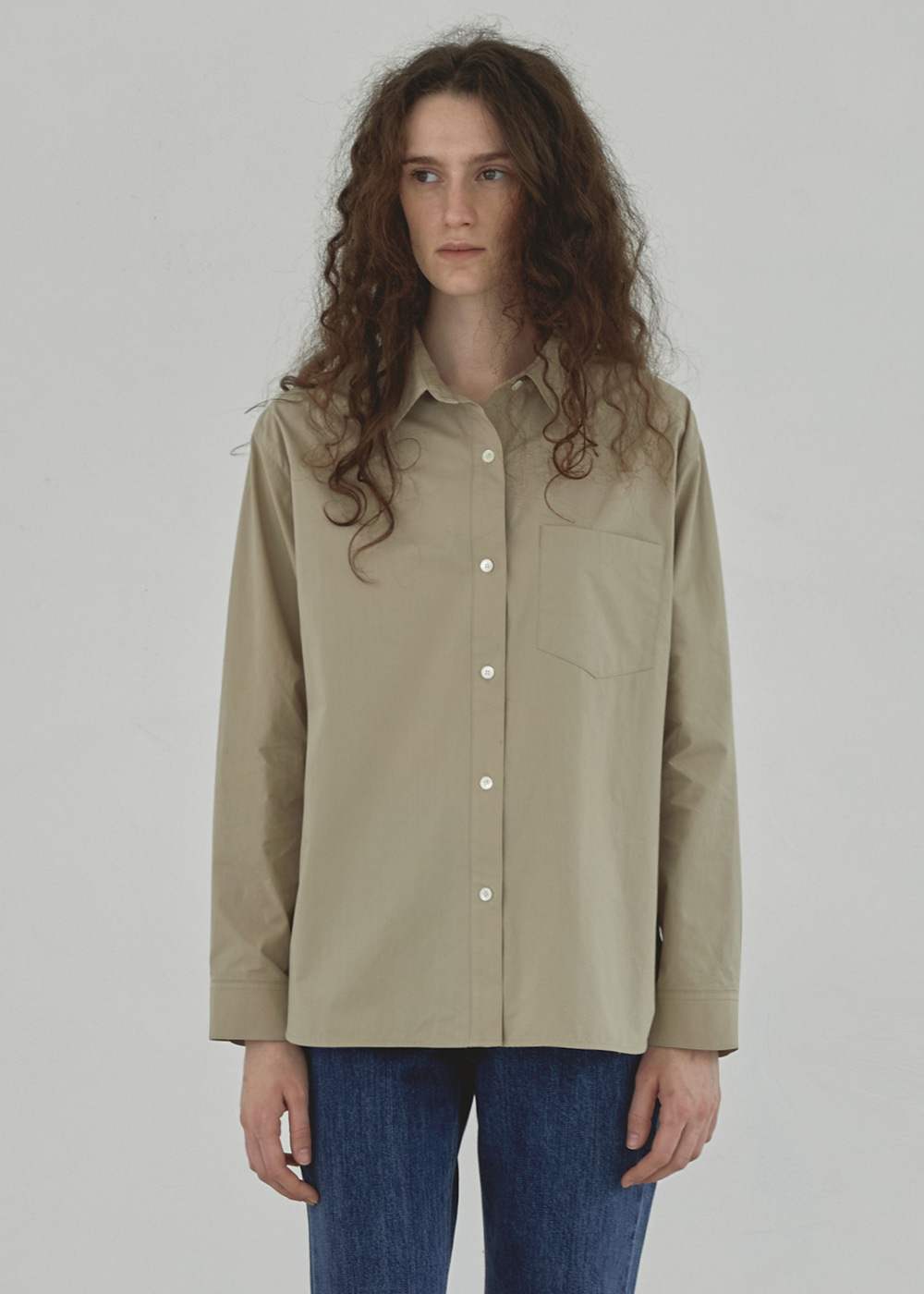 블루브릭,Bio cotton shirts (beige)