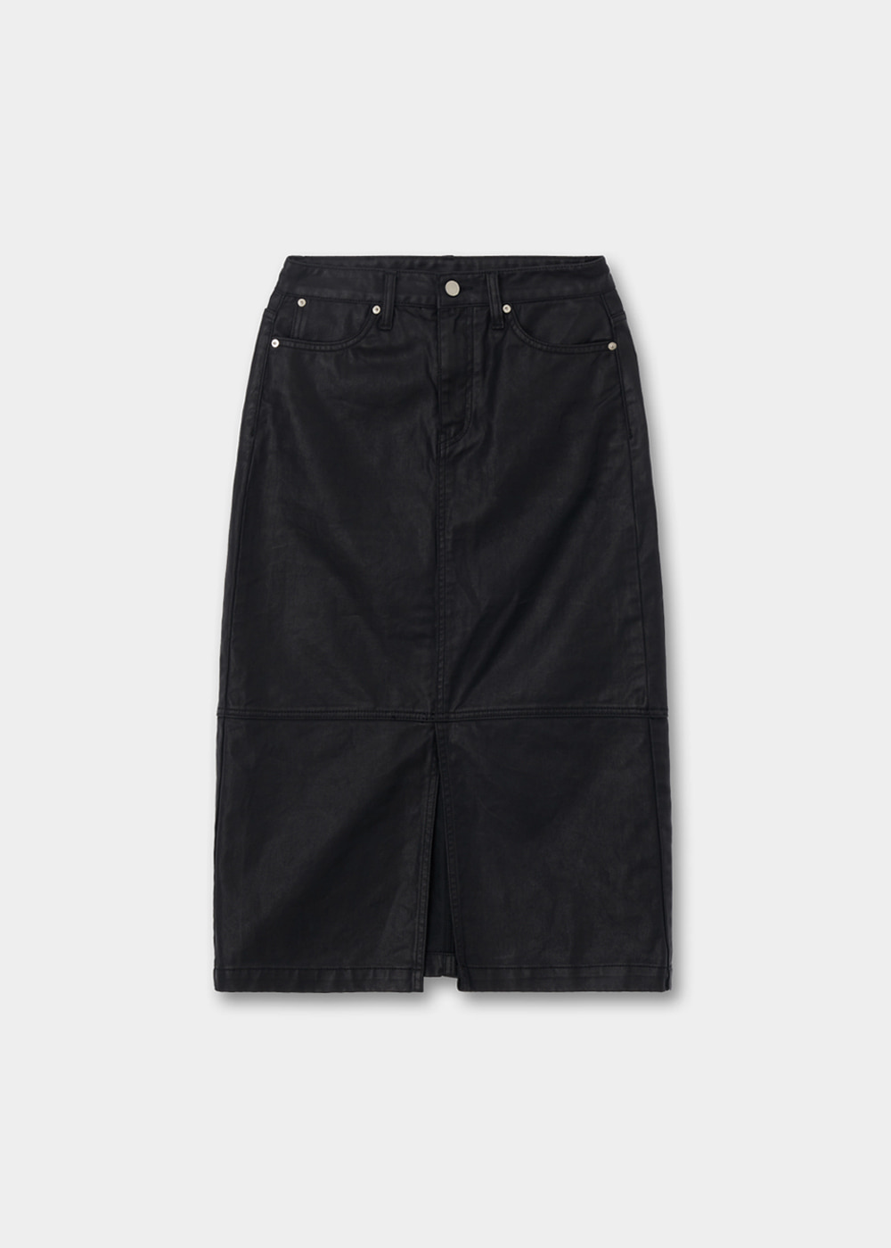 블루브릭,Straight denim skirt (coating black)