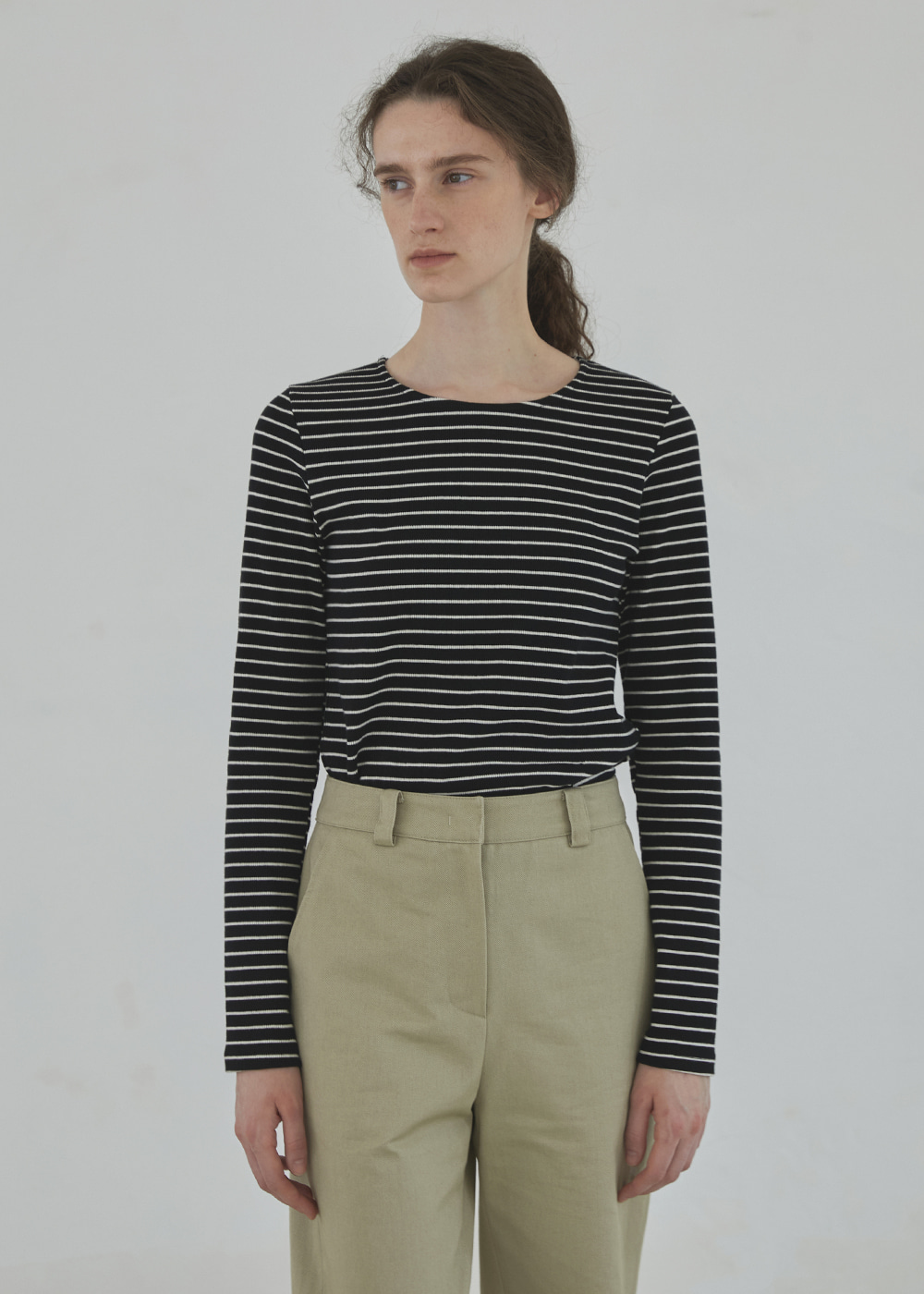 블루브릭,Long sleeve t-shirt (black stripe)