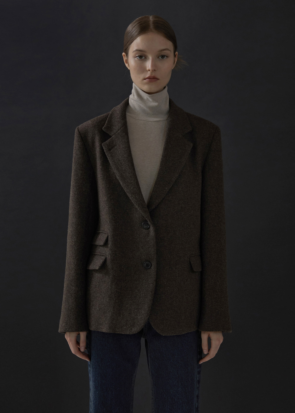 블루브릭,Vintage wool jacket (brown)