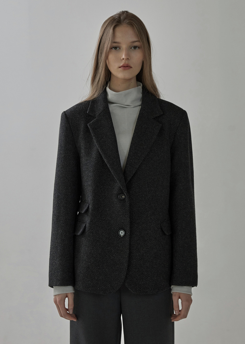 블루브릭,Vintage wool jacket (charcoal)