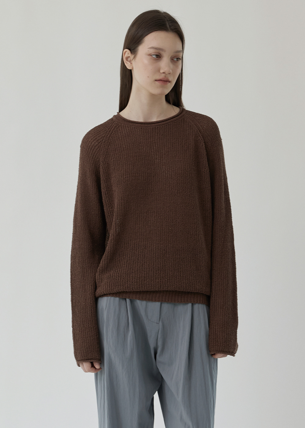 블루브릭,Cotton loose knit (brown)