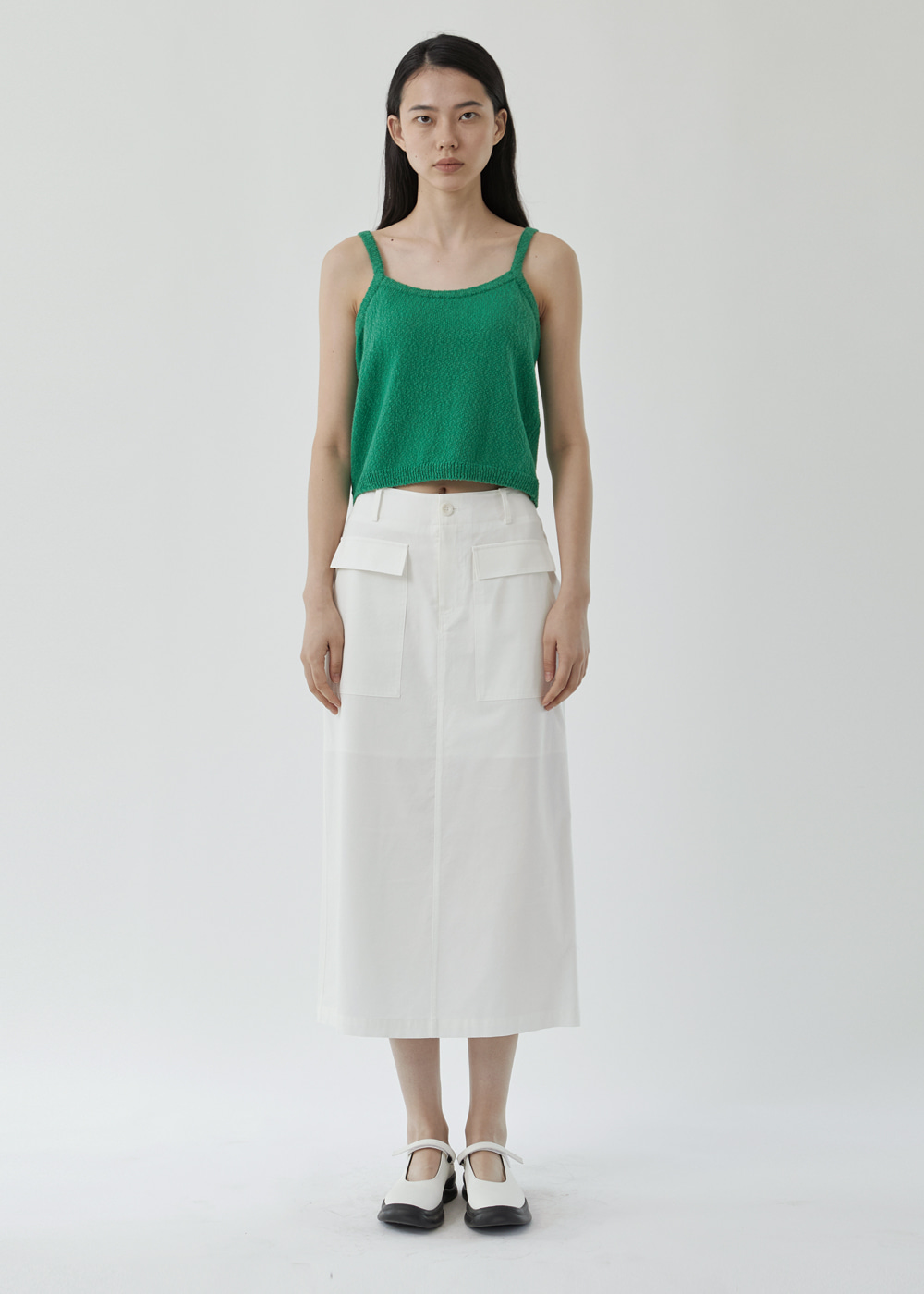 블루브릭,Front pocket skirt (ivory)