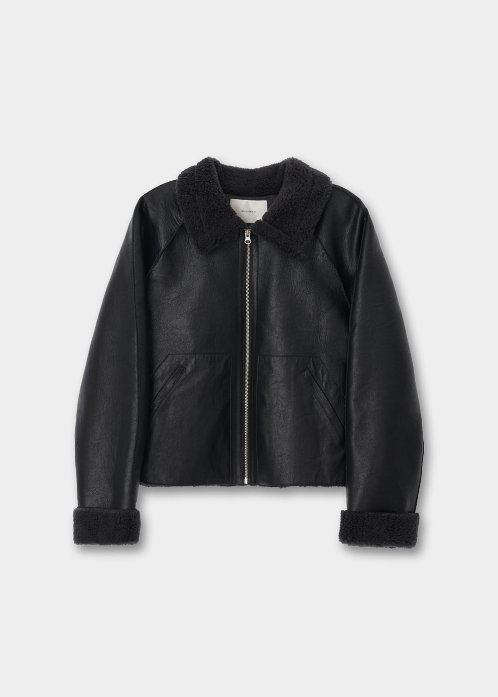 블루브릭,Short shearling coat (black)