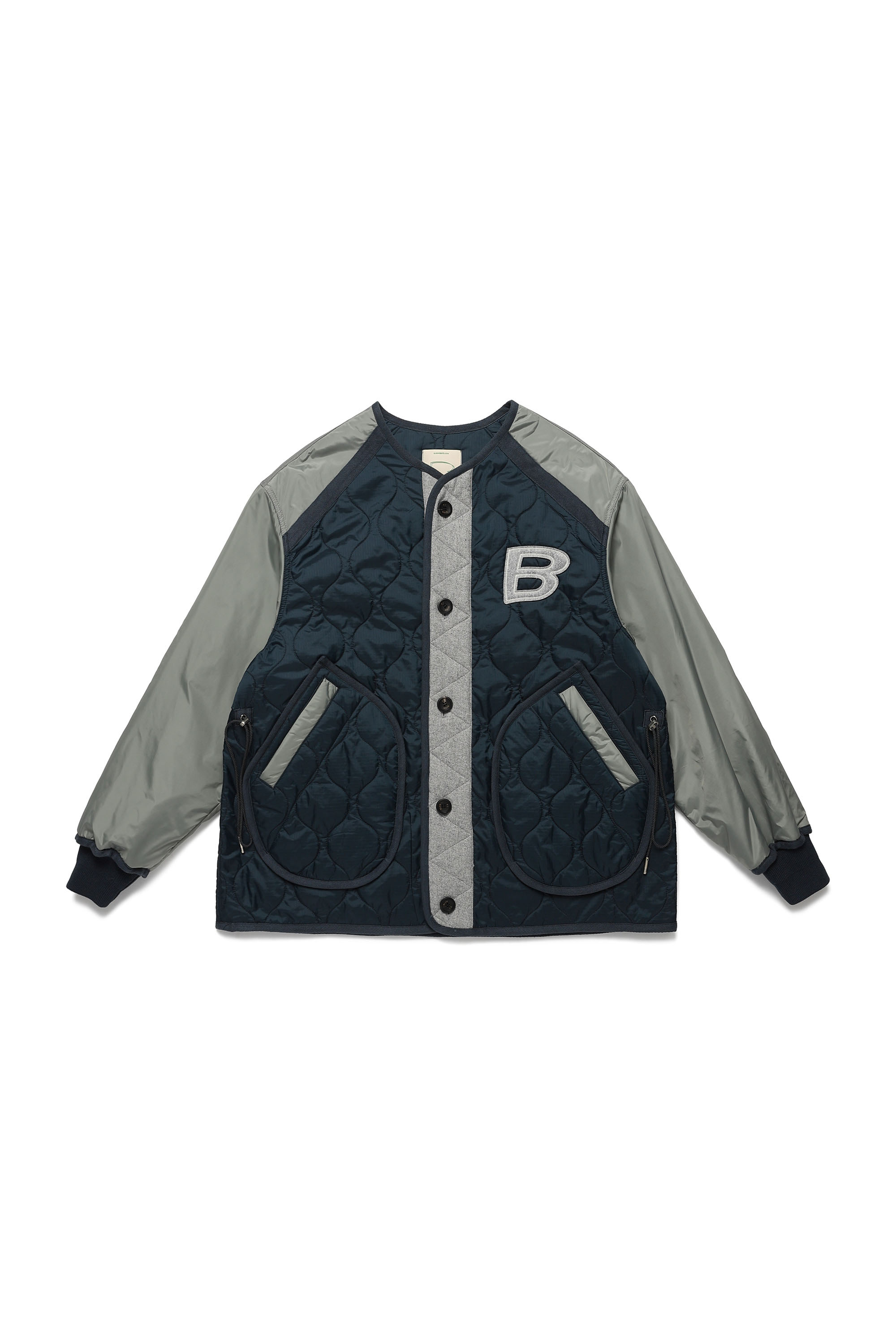 B PATCH QUILTING JACKET - NAVY