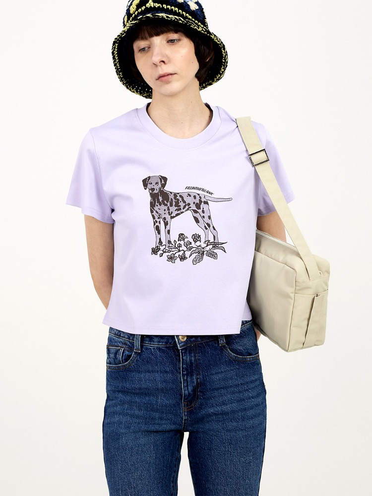 [50%SALE] Dalmatian Crop T-shirt (lavender)