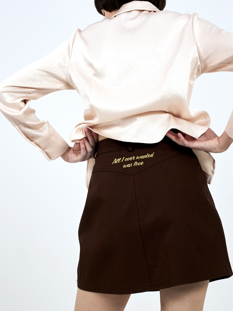 [60%SALE] Lettering Mini Skirt (brown)